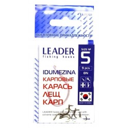 Гачки рибальські, №5, Leader Idumezina, 9шт/уп, колір BN
